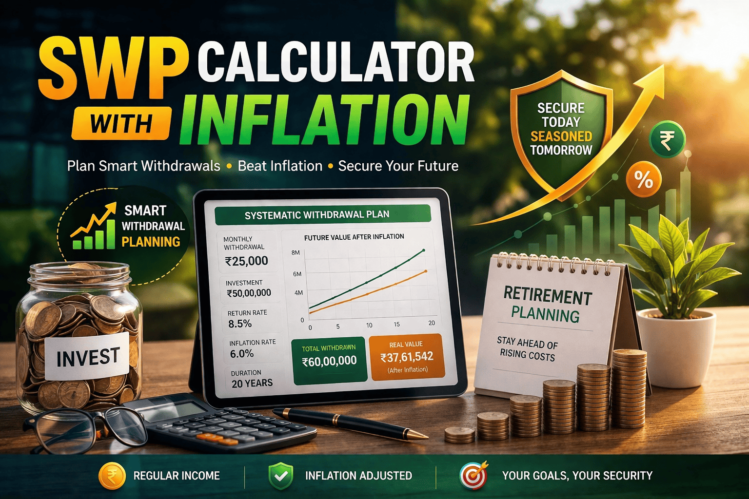 SWP calculator with inflation retirement planning India systematic withdrawal plan